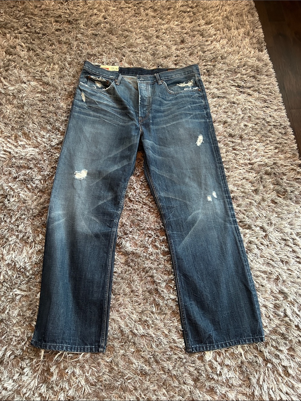 GAP Men's Faded Blue Distressed Bootcut Jeans
